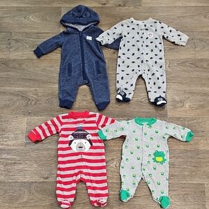 Baby Boys Bundle Of Footed Onsies Size 3 Months
